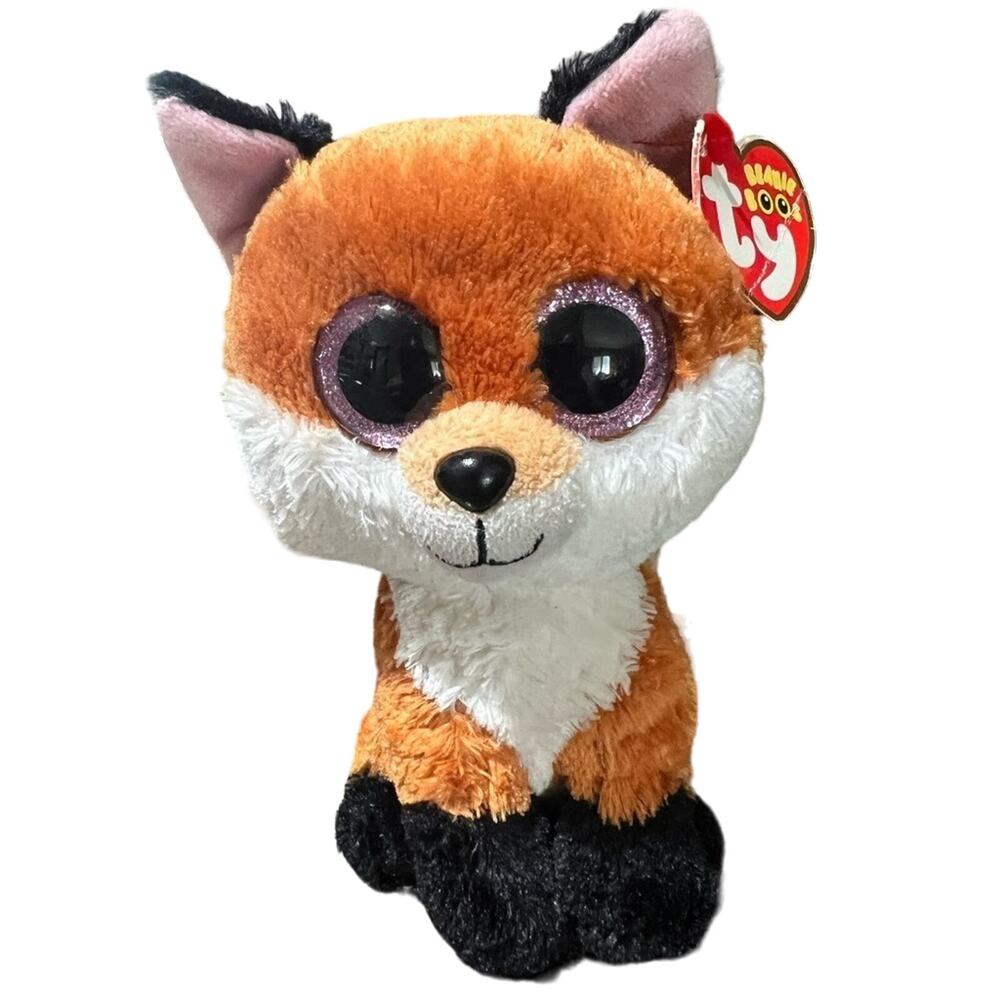 TY Beanie Boo Slick Fox Plush glitter eyes 10” 2015 Stuffed Animal